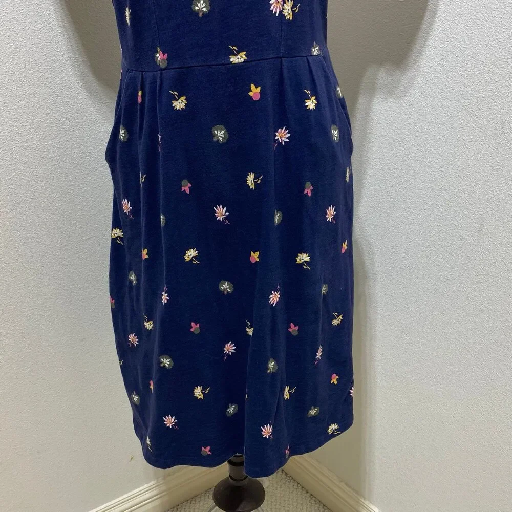 Boden Phoebe Navy Blue Floral Cotton Sheath Dress Size 8R - Picture 4 of 9